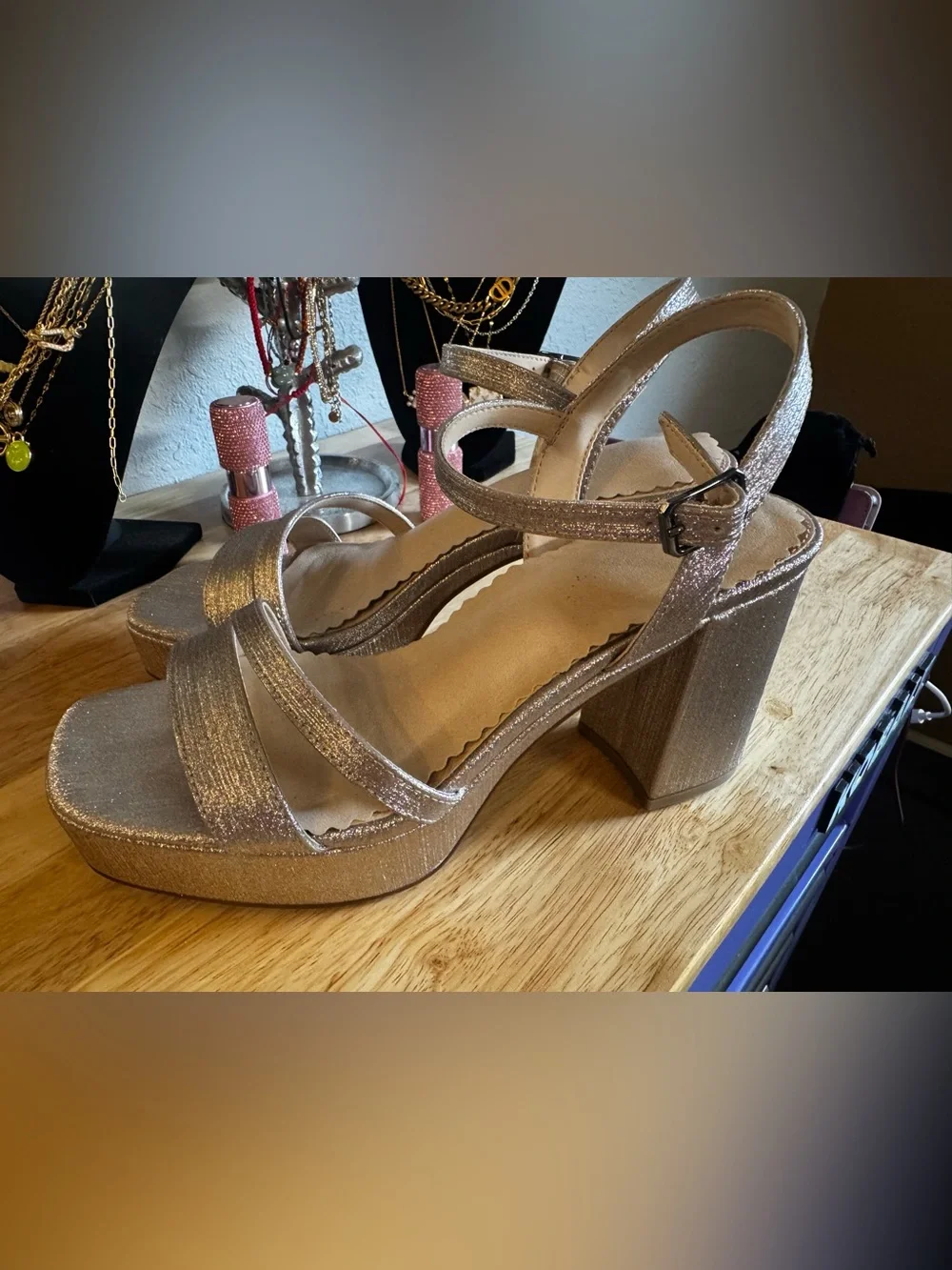 Gold platform sandals
